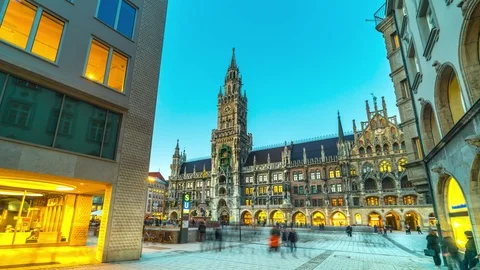 Munich at night view of city centre marienplatz square Germany 스톡 동영상 102203513