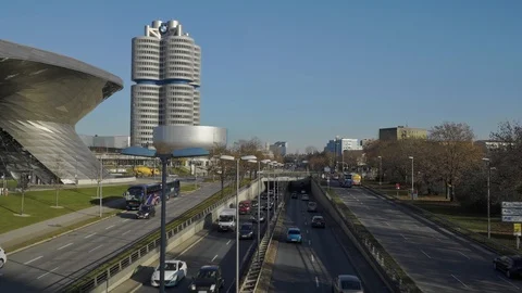 MUNICH - NOVEMBER 21: Locked down real time establishing shot of a highway in 스톡 동영상 126064802