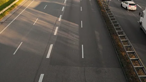 MUNICH - NOVEMBER 21: Locked down real time medium shot of a highway in Munich 스톡 동영상 126089465