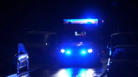 Munich - OCT 02, 2019: Emergency German Ambulance on Road in in Munich Vídeo Stock 117263111