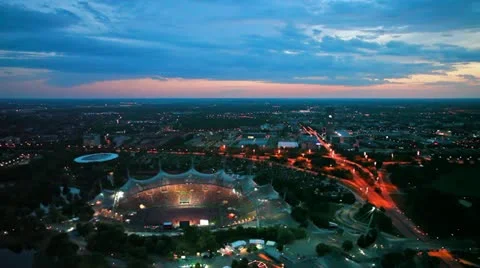 Munich Olympiastation Stock Footage