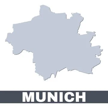 Munich outline map. Vector map of Munich city area borders with shadow 스톡 일러스트