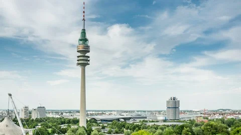 Munich panorama with TV tower, one of the most famous landmarks of the city Stock Footage 81225661