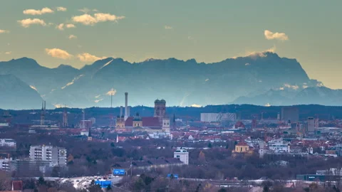 Munich panoramic view alps mountain Stock Footage 166170951