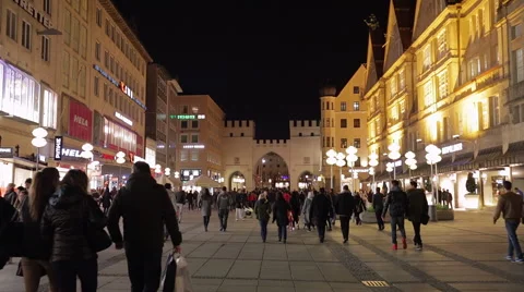 Munich Pedestrian Zone Stock Footage 54212307