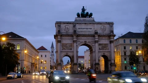 Munich - Siegestor Stock Footage 97258876