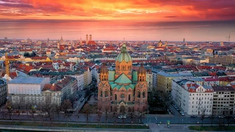 Munich skyline downtown view of old town and church 스톡 동영상 126336740