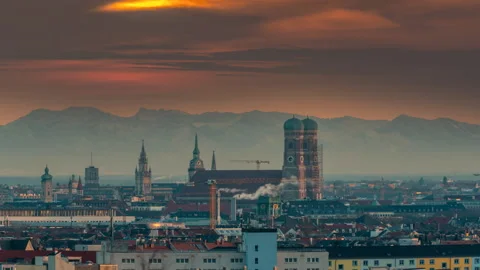 Munich skyline sunset Video stock 138540885