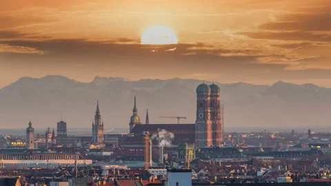Munich skyline sunset 動画素材 161064486