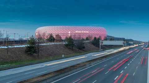 Munich soccer arena hyperlapse timelapse video 스톡 동영상 102188427