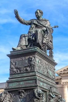 Munich, statue of king max joseph in front of bavarian state opera, germany Foto stock