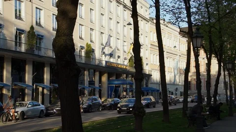 Munich streets, In front of five star hotel bayrischer hof Stock Footage 89131625