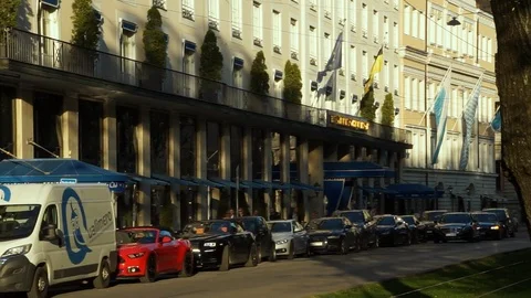 Munich streets, Infront of five star hotel bayrischer hof Stock Footage 89131658