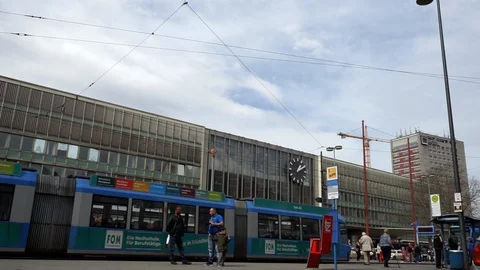 Munich streets, outside of the central station, Hauptbahnhof Stock Footage 88490083