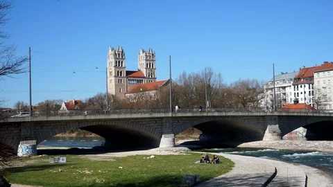 Munich streets, view of the Reichenbachbridge Stock Footage 88240273