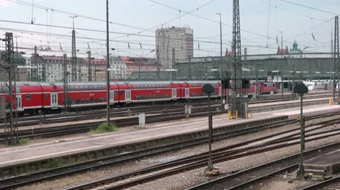 Munich Trains Arriving Stock-Footage 8609053