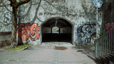 Munich-Tunnel for bicycles Stock Footage 62305136
