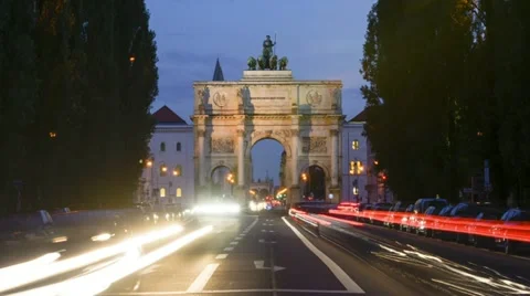 Munich Victory Gate (Siegestor) - TL DN Time Lapse Video Day to Night Vidéo 22389061