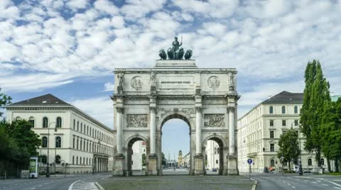 Munich Victory Gate - Time Lapse Video Stock Footage 22389165