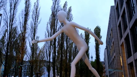 Munich - The Walking Man Stock Footage 97258752