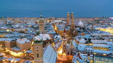 Munich winter aerial skyline view 動画素材 161064183
