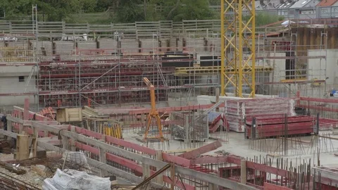 Munich,Germany. May 24, 2017. Top shot of a construction site in the housing. Video stock 81752062