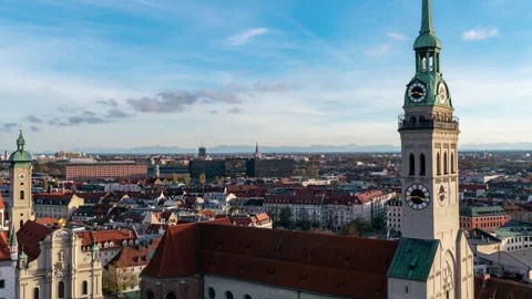 Munich's Pulse: Fast-Forward Over Historic Marienplatz Landmarks Stock Footage 291660260
