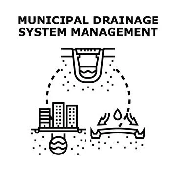 Municipal drainage system management planning urban infrastructure Stock Illustration
