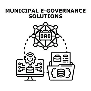 Municipal e governance solutions enhance local administration. Providing digi Stock Illustration