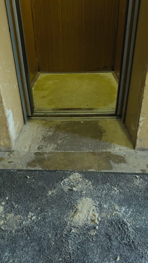 Municipal elevator with hidden features. Inspecting narrow municipal elevator Stock Footage 328734777