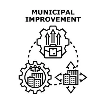 Municipal improvement system for community development plan Stock Illustration