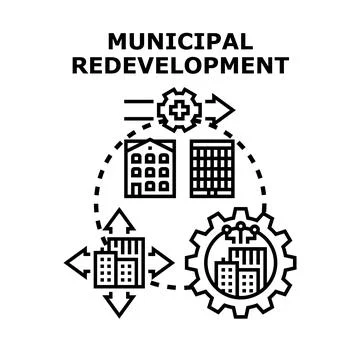 Municipal redevelopment planning urban infrastructure development concept Stock Illustration