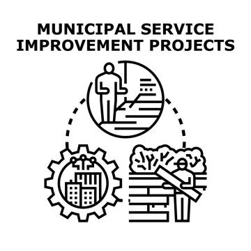 Municipal service improvement projects development planning Stock Illustration