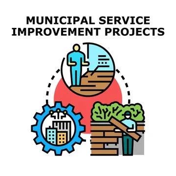 Municipal service improvement projects development planning 스톡 일러스트
