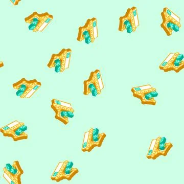 Municipal solid waste msw isometric icon seamless pattern Stock Illustration