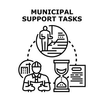 Municipal support tasks planning and management work Ilustración de archivo
