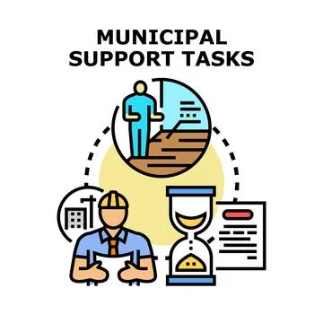 Municipal support tasks planning and management work Ilustración de archivo