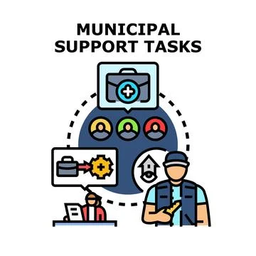 Municipal support tasks for public service administration Stock Illustration
