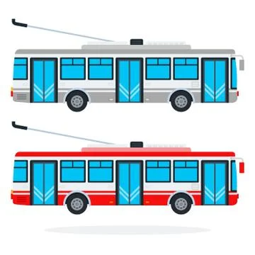 Municipal trolleybuses vector flat isolated Stock Illustration