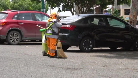 A municipal worker talking on the phone Stock Footage 148347934