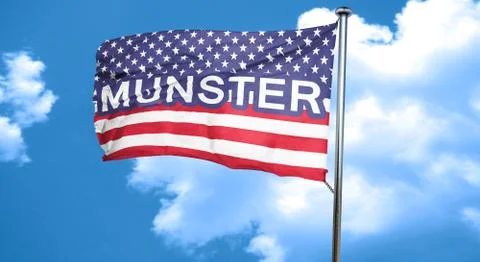 Munster, 3D rendering, city flag with stars and stripes Stock Illustration