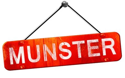 Munster, 3D rendering, a red hanging sign Stock Illustration