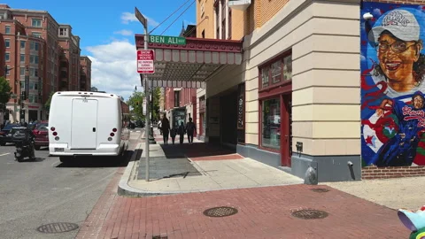 Mural And Statue In Front Of Local Institution Video stock 324747837