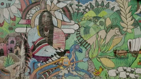 Mural attributed to Native Americans. Stock Footage 83299642