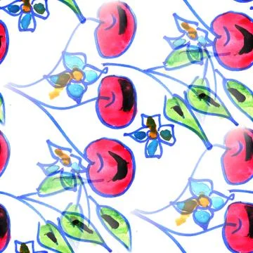 Mural background seamless  pattern cherry texture wal 스톡 일러스트