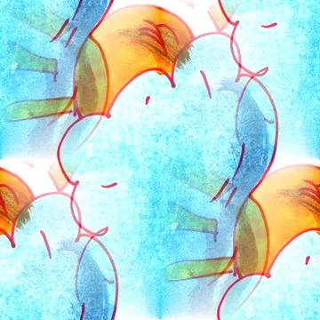 Mural background seamless  pattern cloud, sun texture Illustrazione stock