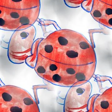 Mural background seamless  pattern ladybug texture Stock Illustration