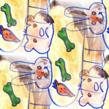 Mural background seamless  pattern rabbit, mouse Stock Illustration