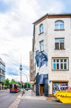 Mural on building in Berlin Stock Photos