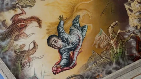 Mural of the children heroes, on the ceiling in the Castle of Chapultepec Vídeos de archivo 157744579
